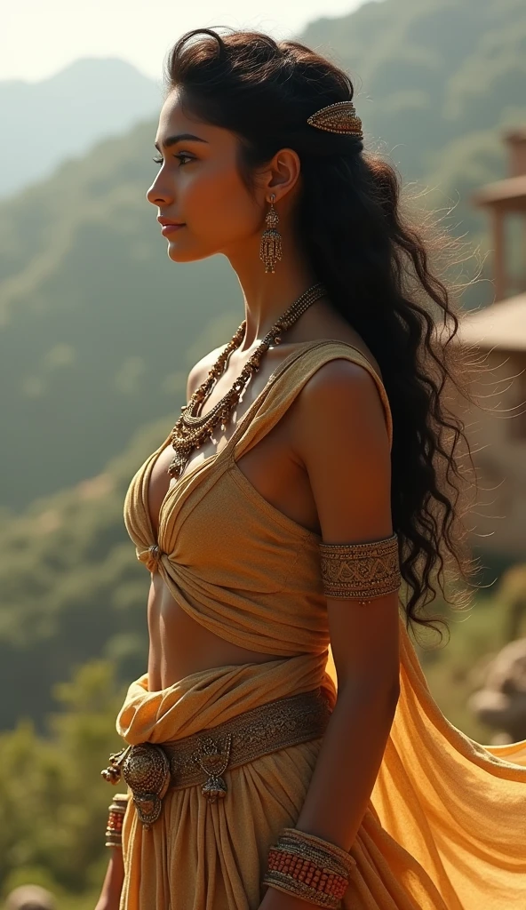 Beautiful young woman from the ancient Indus Valley civilization, whole body