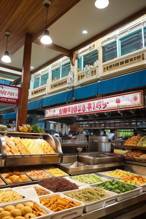 ((best quality)), ((masterpiece)), (detailed),Hawker Centre,Singapore,Department store