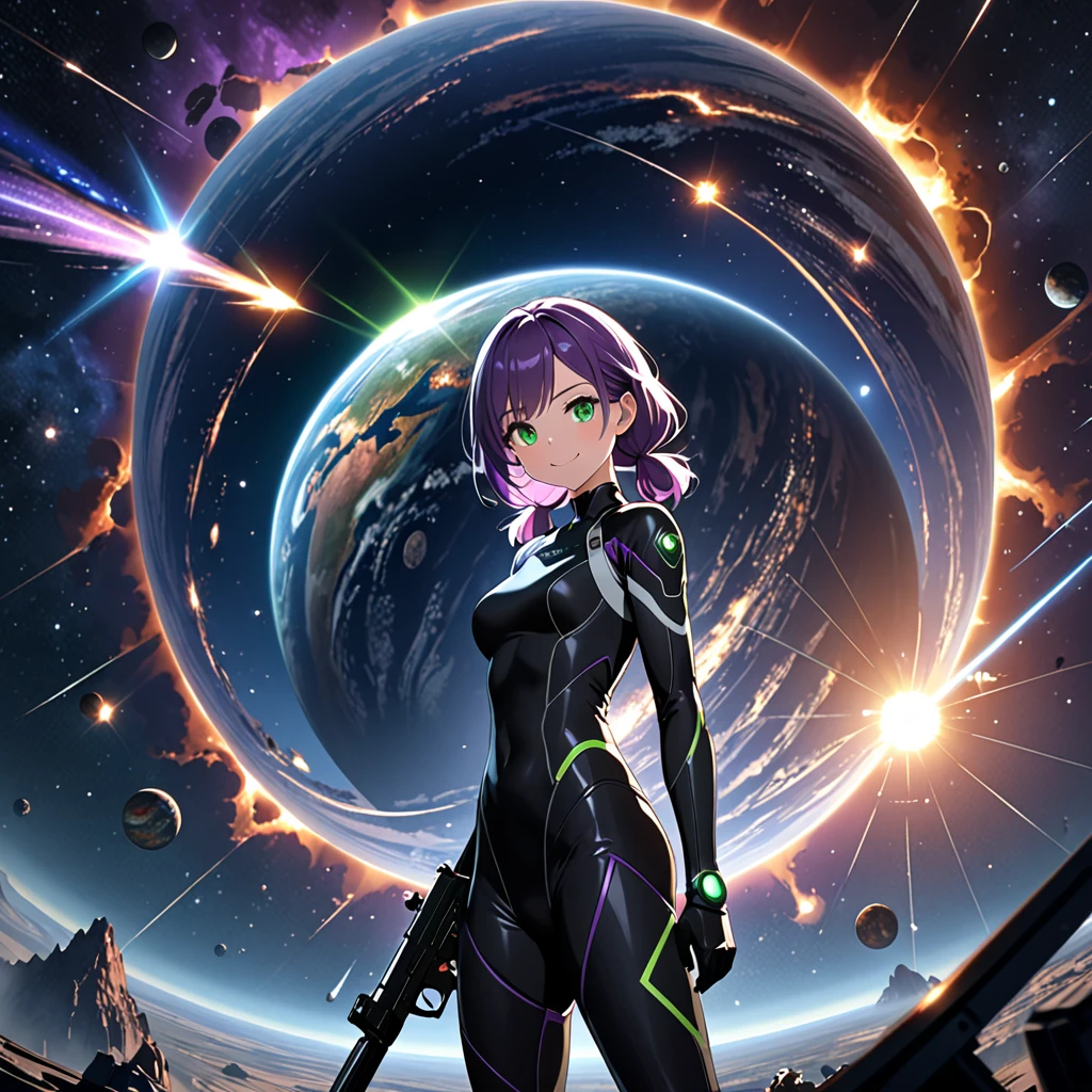 ((Female pilot in the cockpit of a reconnaissance plane), (airplane cockpit), (in flight), (10000 feet altitude)、(sky view):1.7),, short hair, street, emo, PINK hair, white eyes, eyeliner, apocalypse, girl, nside the (cockpit:1.9) of a (futuristic spaceship:1.6), , blush,sitting on a chair, covered navel, space helmet, muvluv, space helm, plug suit , space helmet, eva helm, space suit, short hair, from side, SMILE, VISOR HELMET, FULL BODY