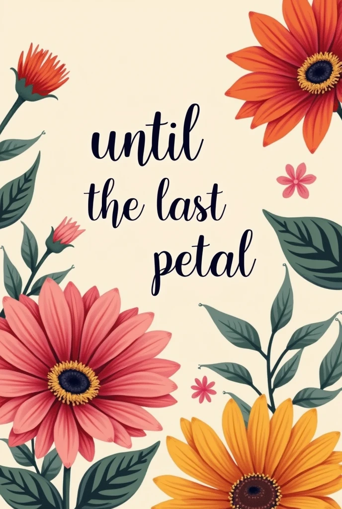 A book cover with gerberas and the phrase " until the last petal "