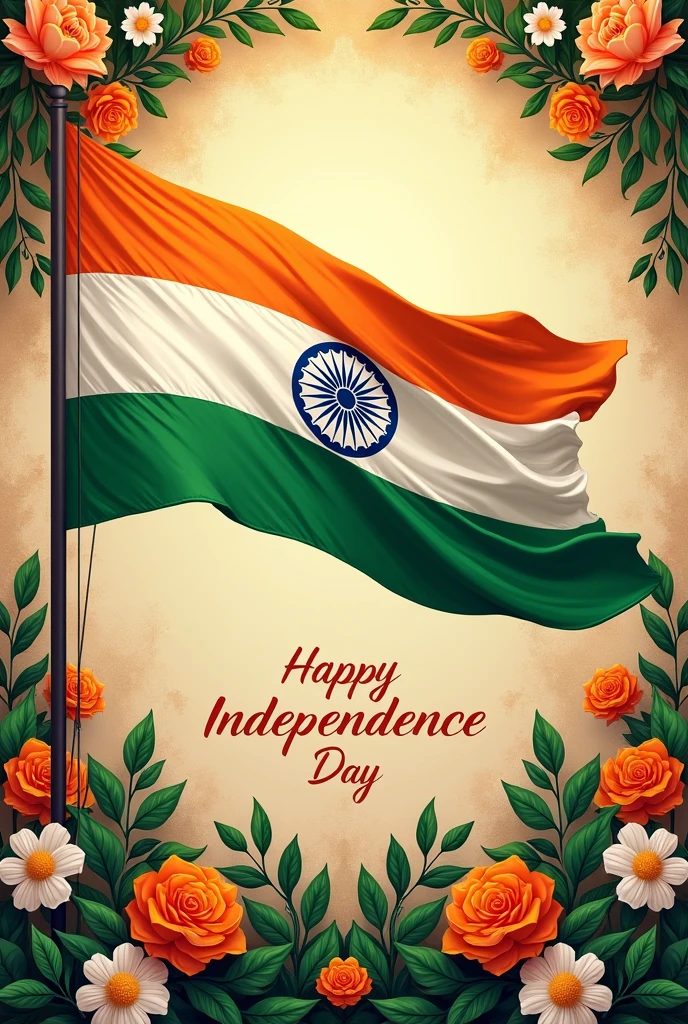 Indian independence day poster wishing on behalf of my company named AAR KAY JEWELL CASE 
