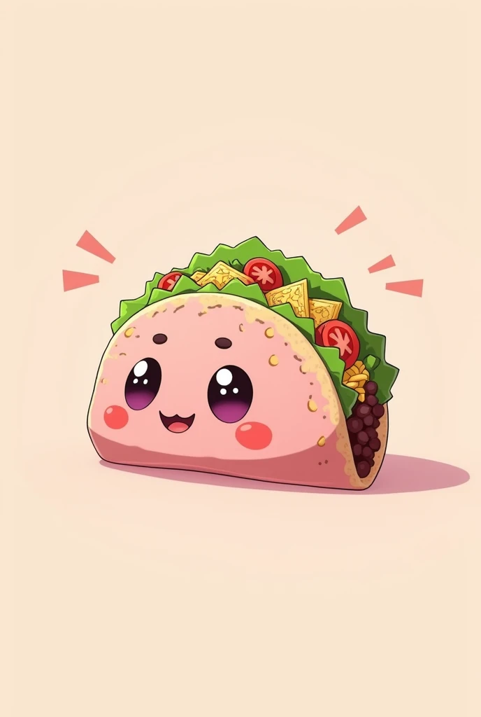 Anime style icon of a taco with a pink tortilla