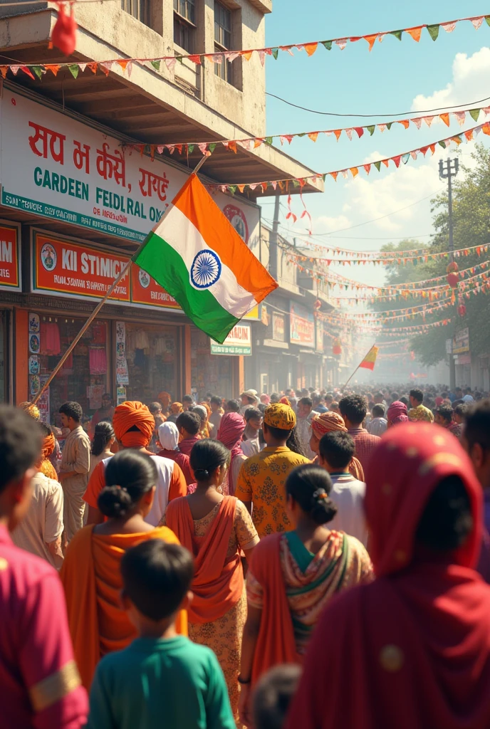 Indias 78th Indipendence Day Celebration infront of Garment Shop wishes
