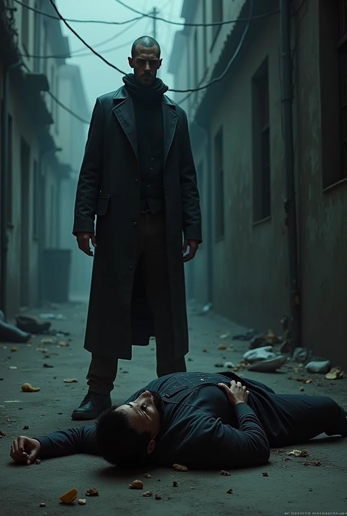 A MAN LEAVING ANOTHER MAN INJURED ON THE GROUND