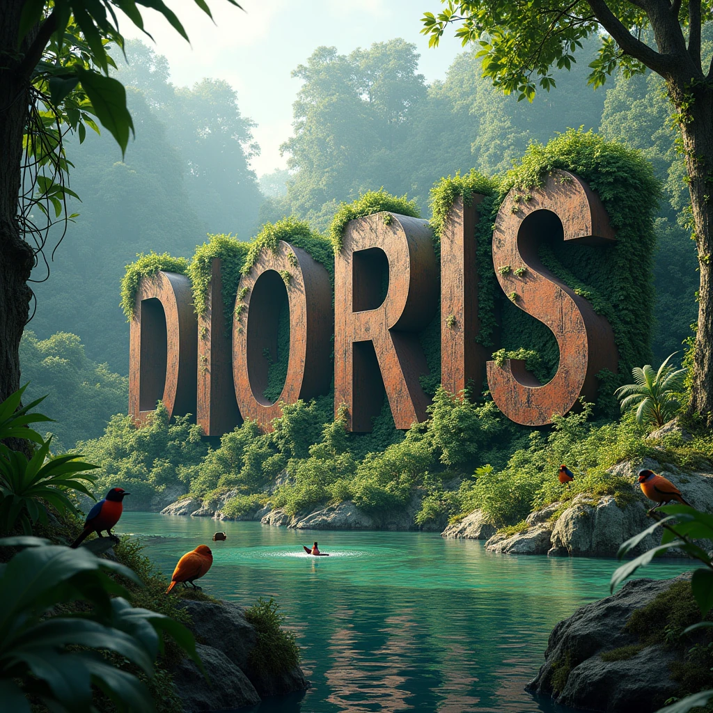 This name in giant letters DIORiS half buried in the jungle 