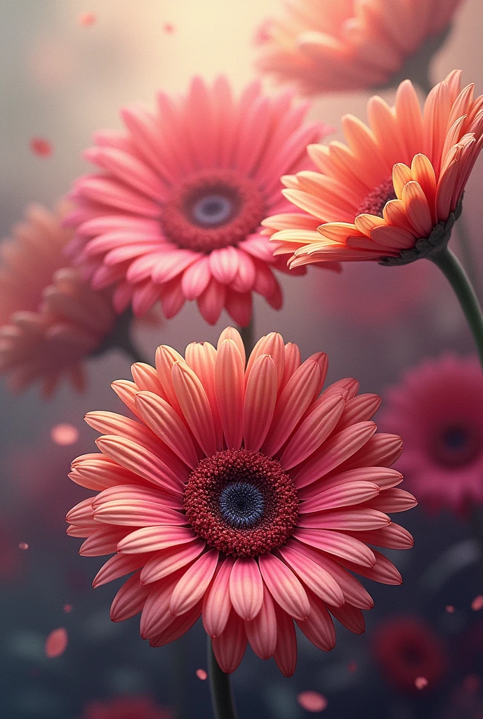 A book cover with gerberas and the phrase 'until the last petal'