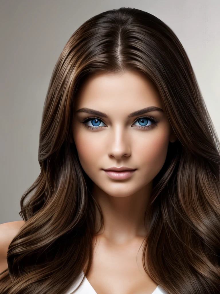 (Better image quality) a beautiful 24-year-old woman with long brown hair and blue eyes ;very atractive.