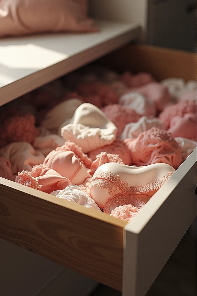 A drawer of women&#39;s underwear but the underwear is spread out