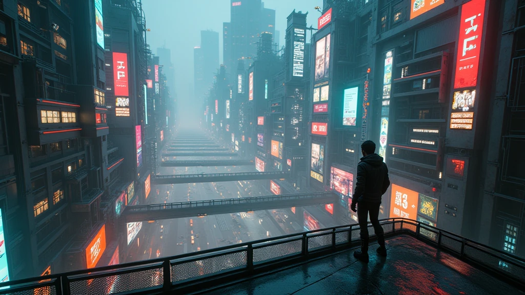Cyberpunk scene,camera caught from above 8k