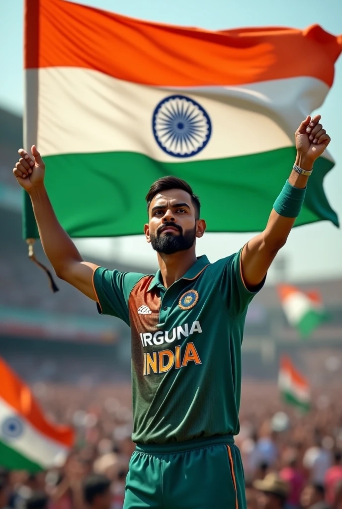 Rohit Sharma hosting indian flag