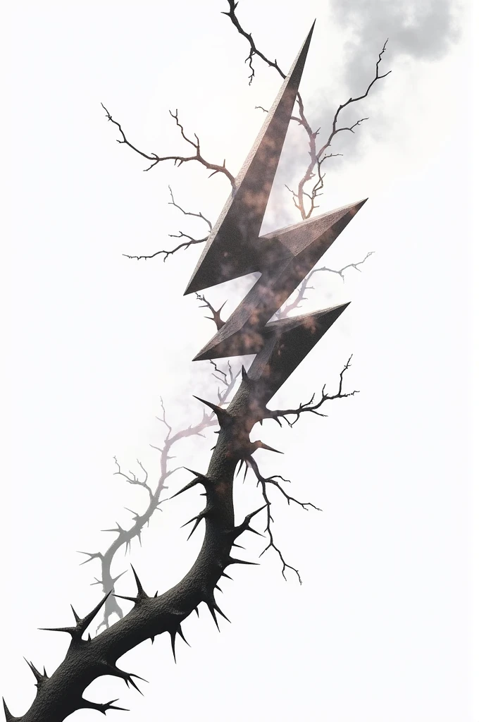 lightning bolt with thorns on white background