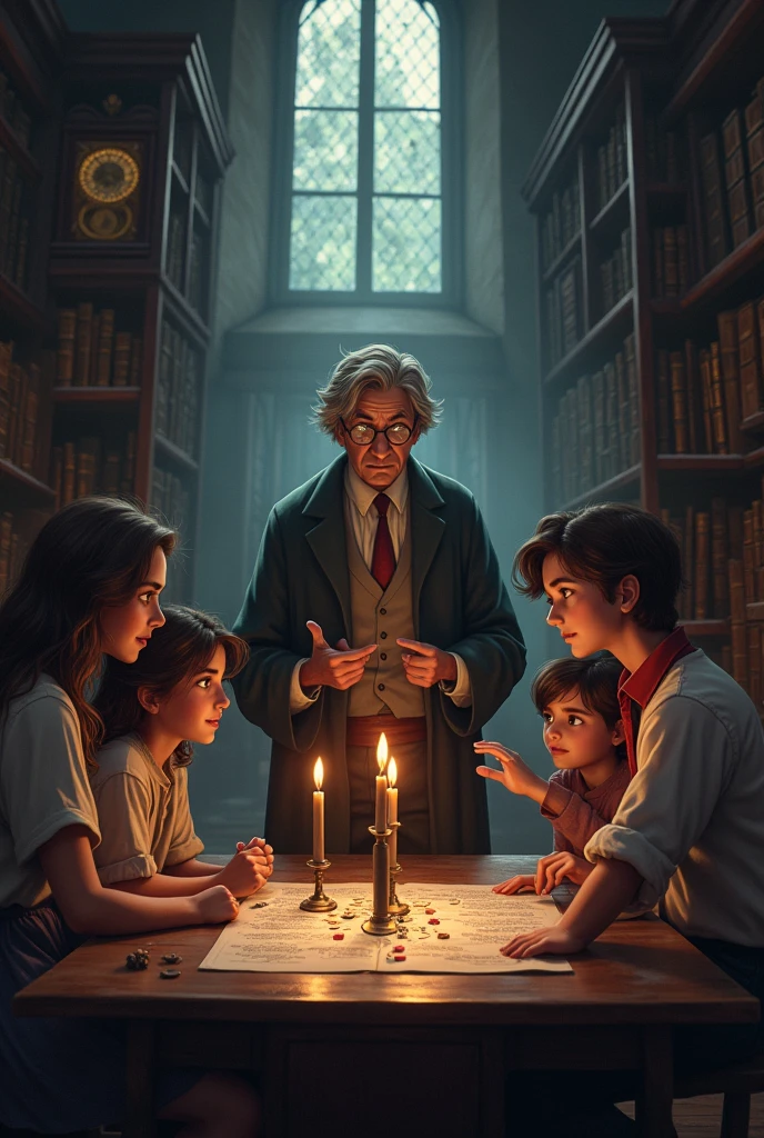 Professor Romero proposes a game to Adela,Luc y nico