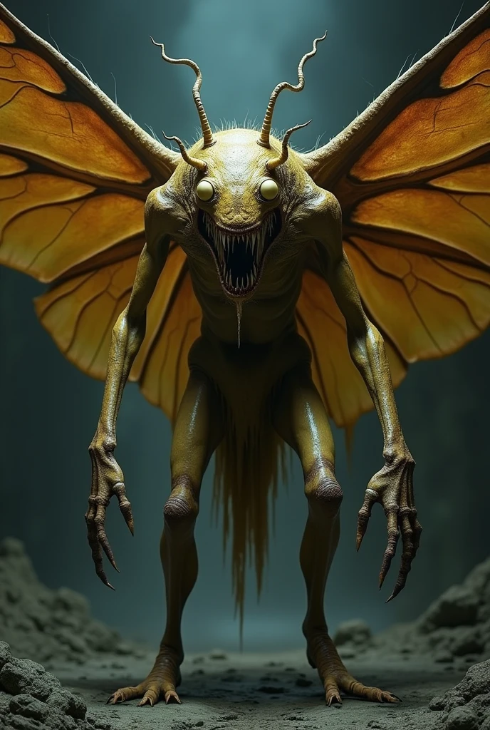 create a realistic image of an insect, insect face, human body, flash style, with lightning on the chest, maintain the characteristics of an insect, place a scene