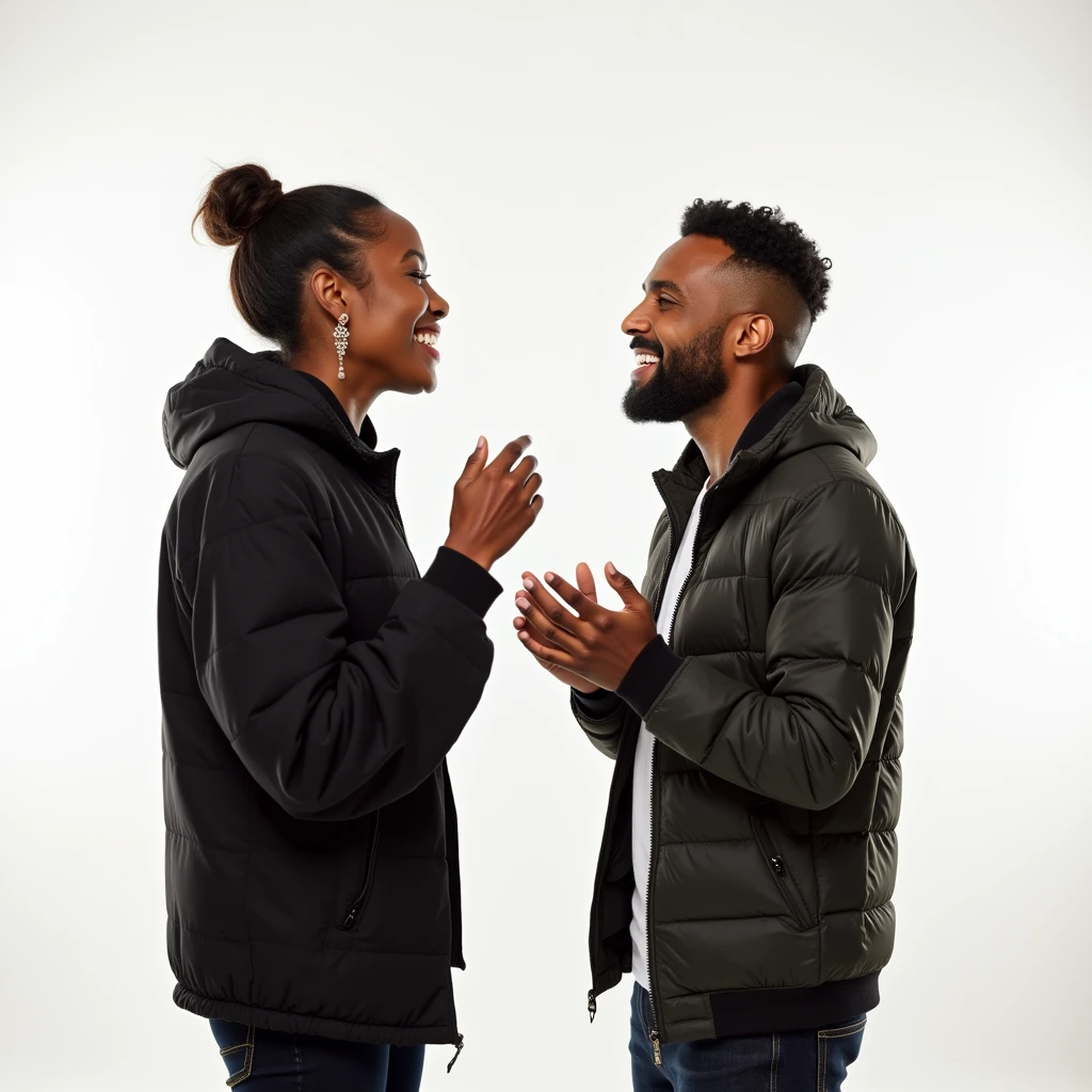 man and a woman singing together in a studio with a white background. Show both of them in full performance. IMAGE TAKEN WITH A CANON 4K DSLR