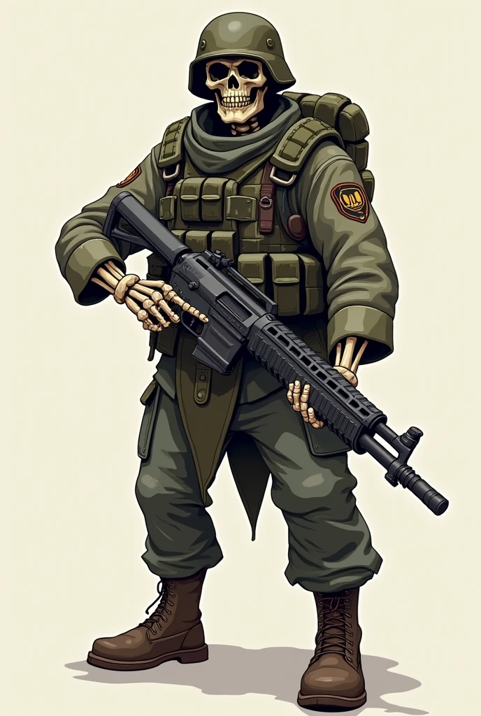 Skeleton with military helmet and weapon png vector png image