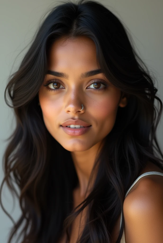 Create a beautiful Indian girl brown eyes with  black hair for linkedin profile 