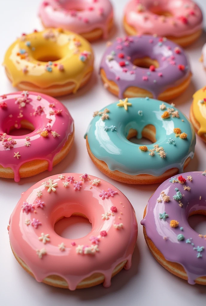 Beautiful donuts with vibrant colors 