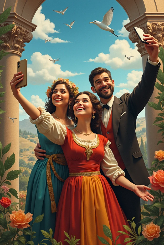 Juana of Ibarbourne, China Zorrilla and Joaquin Torres Garcia taking a selfie