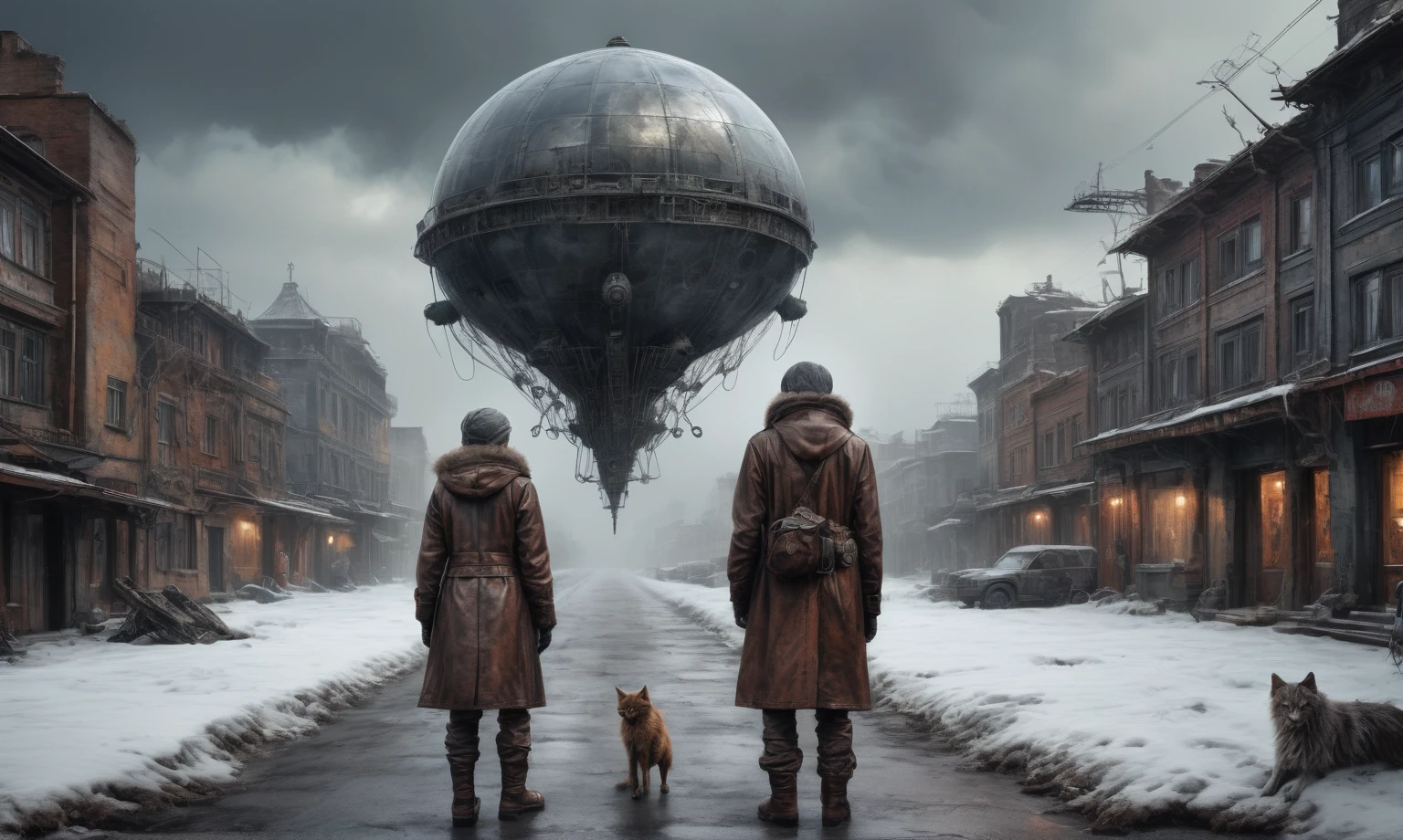 insane pilot from USSR ,pinhead, camouflage Rusty, Ambient in a meteorite ,graphite witch after a psychiatric clinic,winter,intricate landscape,slate grey atmosphere,film grain,faded,eyes extremely detailed,another world,view from height,once pretty face,eyebrow up,full body shot,ominous landscape, Simon Stalenhag,Nicola Samori,full body shot,beggar paladium The Alien Entity,Technicolor,natural skin textures, hyper realism, hyper detailed,Extremely detailed,High contrast,Masterpiece,Realistic,Ultra Detailed, intricate details,realistic humid leather,extremly intricate,Epic Realistic, cinematic style,irina yermolova,high contrast,hdr,extremely detailed, deep night landscape,masterpiece,intricate details,faded,eyes extremely detailed, high detailed eyes,8k resolution,RAW,retina, Nikon Z9,China,tkt style, transition between two art styles, Ink painting to photorealism, Double contact, X-ray, Creative, vivid light, masterpiece, fantasy, Abstract Surrealism, super detailed, high resolution, stop:35;Her skin is pale, almost translucent,ancient rock,a hot air soars through the layers of clouds, revealing a colossal and enigmatic cityscape nestled within. The buildings in this ethereal city are adorned with intricate details and exude an aura of mystery. Above the cityscape, lend an enchanting touch to the scene. steampunk. The intricate mechanics create a sense of wonder and fascination, as if stepping into a dreamlike realism