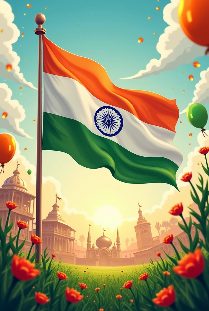 Happy independence day with Indian flag and my image from ma bambarbeni enterprise 