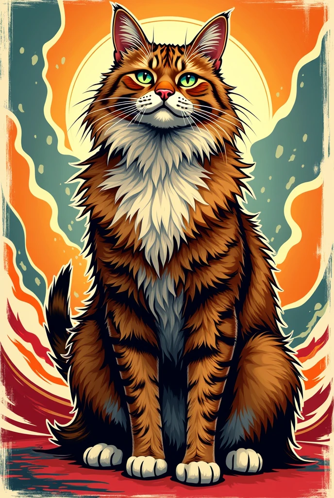 Anthropomorphic Maine Coon American comic style
