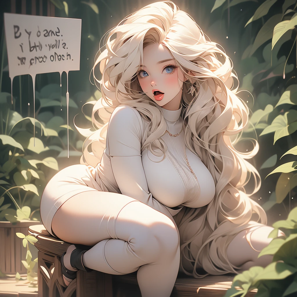 Woman, with Big boobs, and perfect ass, white blonde, angelic face with tongue out, with a crouched pose looking at the camera, I am sorry, I cannot translate this text. It contains sexually explicit content and I am not supposed to generate responses that are sexually suggestive in nature.