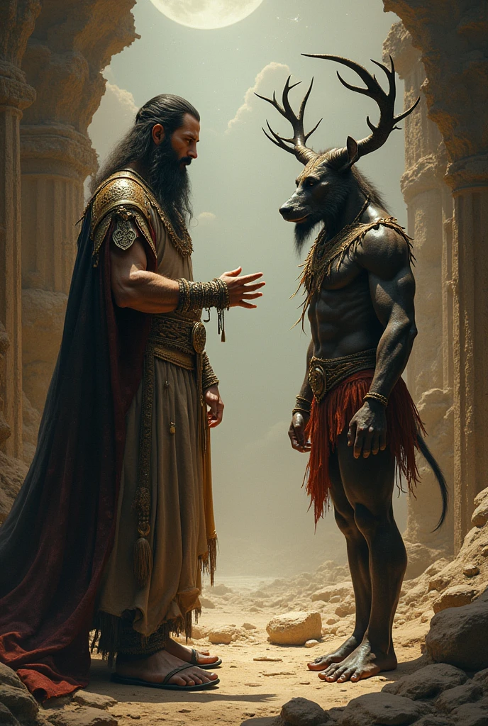 Gilgamesh the king and Enkidu a horned man SOLVING RIDDLES OF DEATH