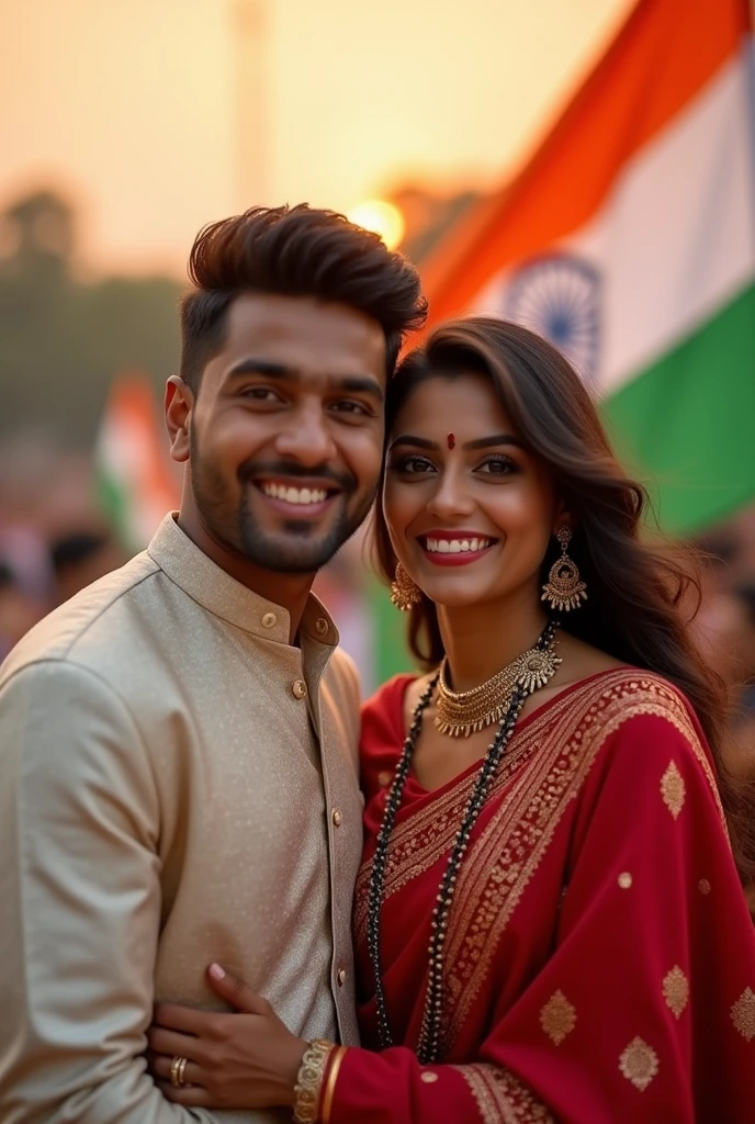 Create a photo vikash and khushbu both in one pick on independence day