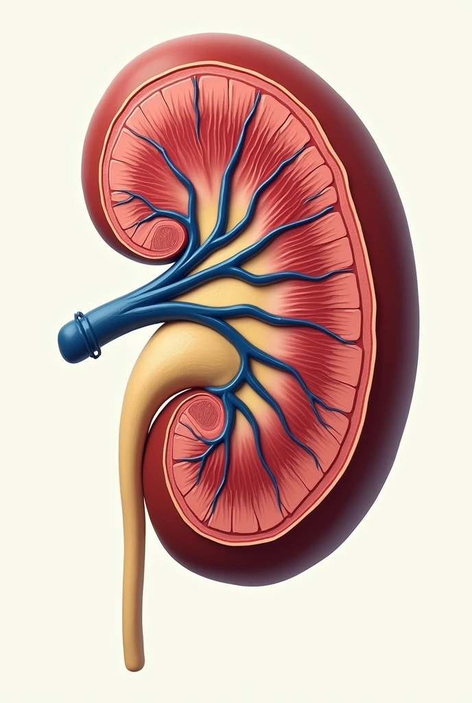 A drawing of the kidney and nephron