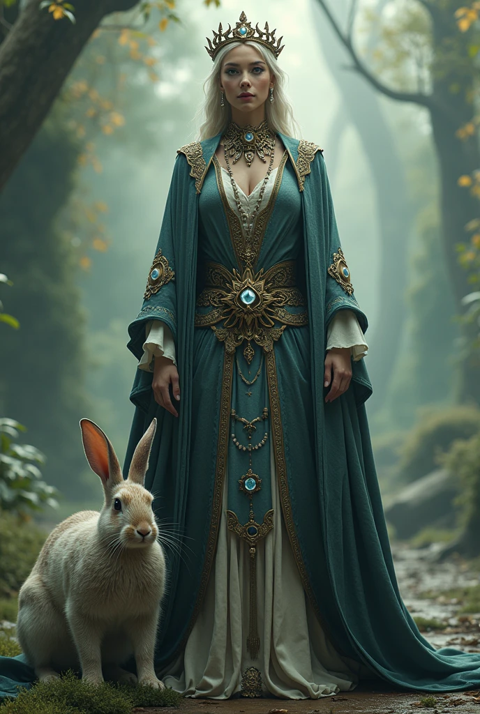 A queen With powers with a pet rabbit