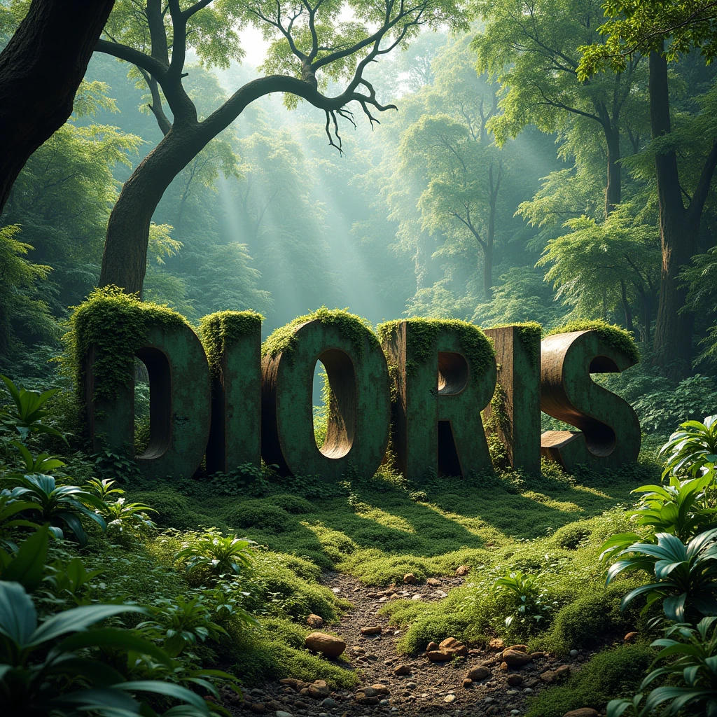 That name DIORiS in giant letters half buried in the jungle 