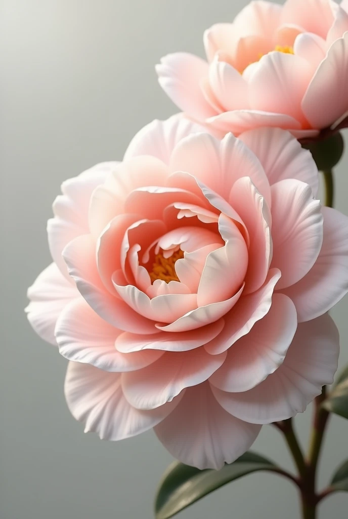 Floral Design Delicate and Exquisite(nobody) Two Miyajima Camellia Flowers Close-up