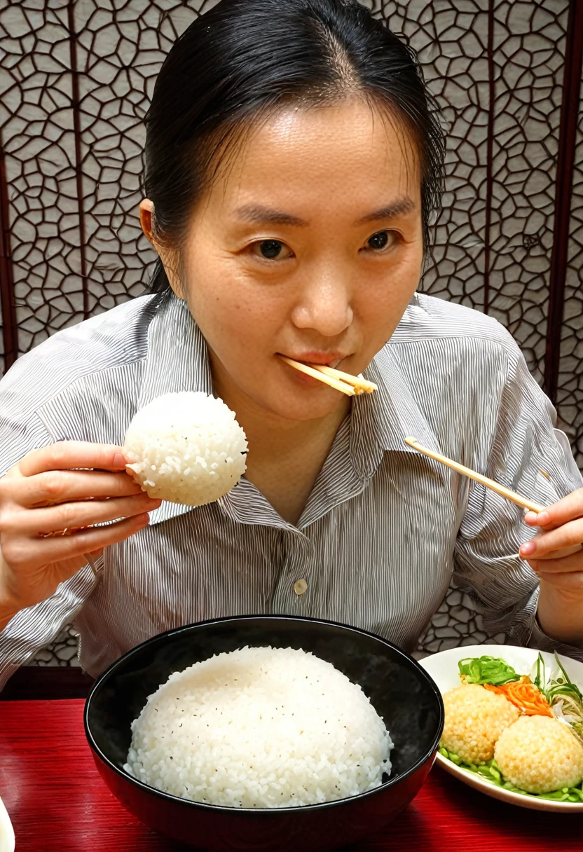 Eating rice balls