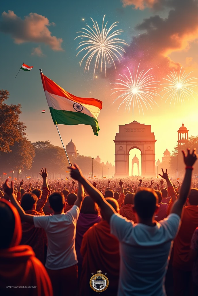 Make an image of indian independence day and in corner a logo of Dr.Subodh