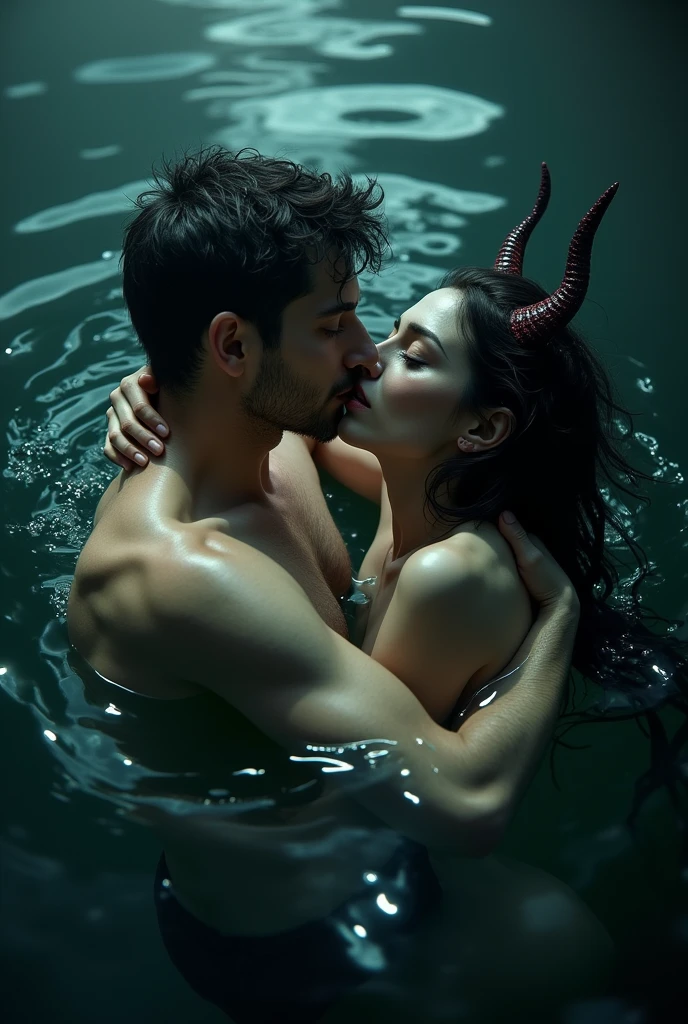 Sexy cirena having sex with a man, nsfw sexy succubus under darker water, succubus kiss of orgasm.