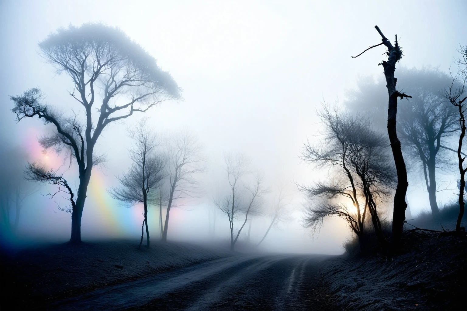 Melancholy Mists:1.3, enveloped by gentle, melancholic layers of charcoal fog, evoking the introspective beauty of memories past in the delicate unfurling ash tendrils