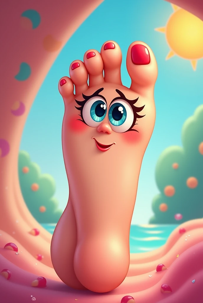 Create a cartoon of a sexy little foot