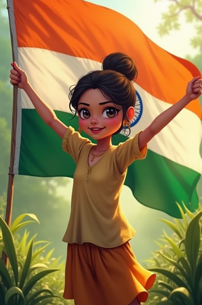 If a girl has an Indian flag in her hand