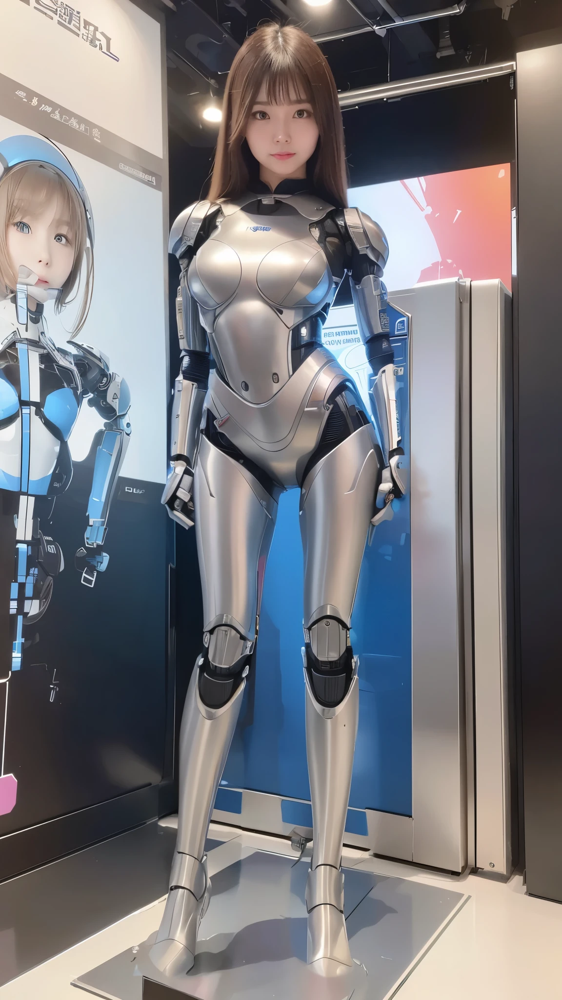 one robot woman, hyperdetailed face, Super well-formed face, armored robot, Police, robot, perfect-female-robot, perfect-mechanical-body