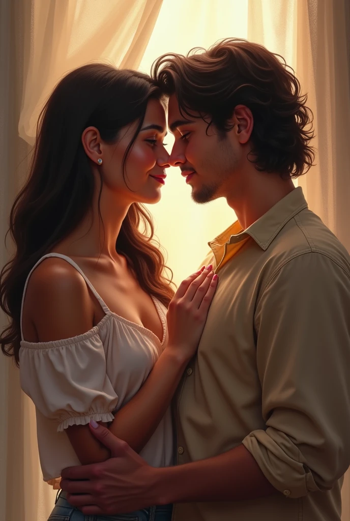 Two friends together, man and woman