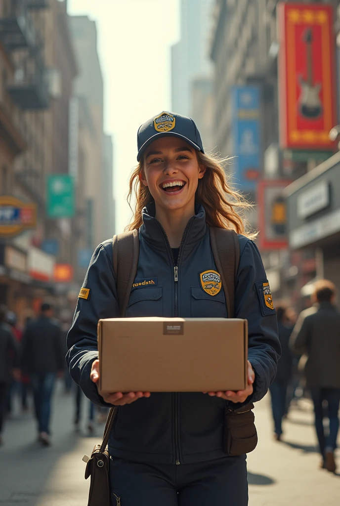 An image of a delivery person saying Megadin is pro
