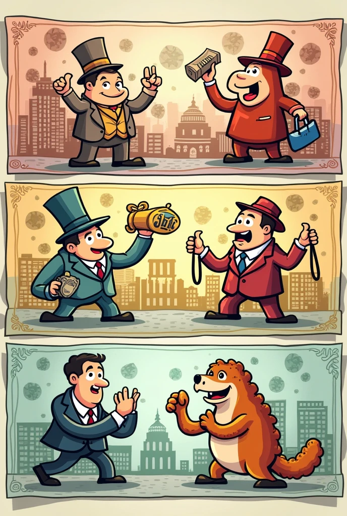 Create a cartoon on a coupon bond illustrating the characteristics of different types of economic systems..