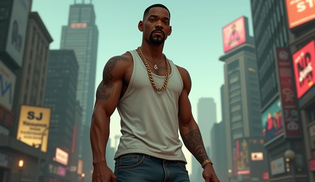 ilustra Will Smith igual Carl Johnson gta cinematic