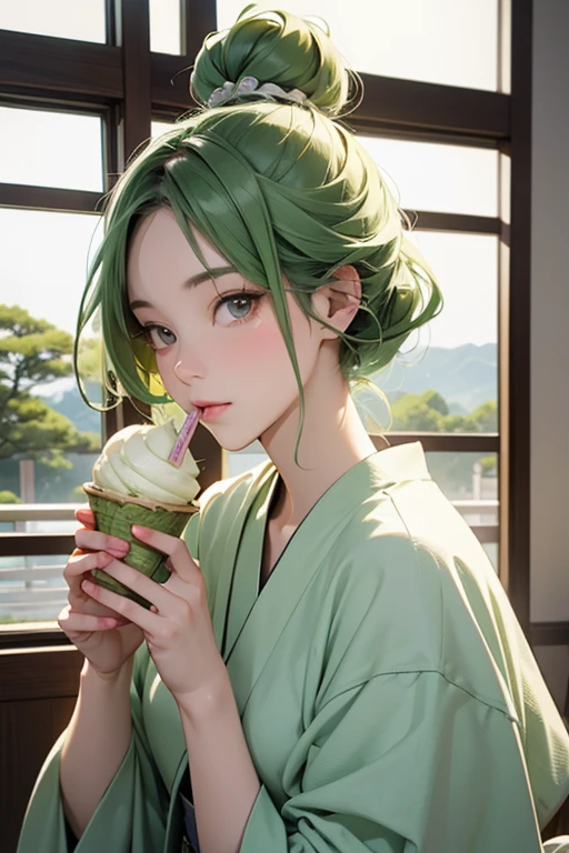 Personification of matcha ice cream,Kyoto Beauty,