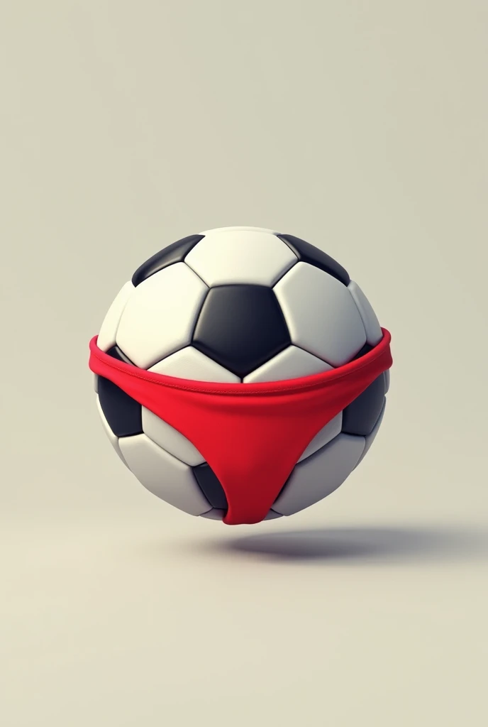 Create a 2d soccer ball wearing a red thong, but just the ball without human form and wearing the thong 