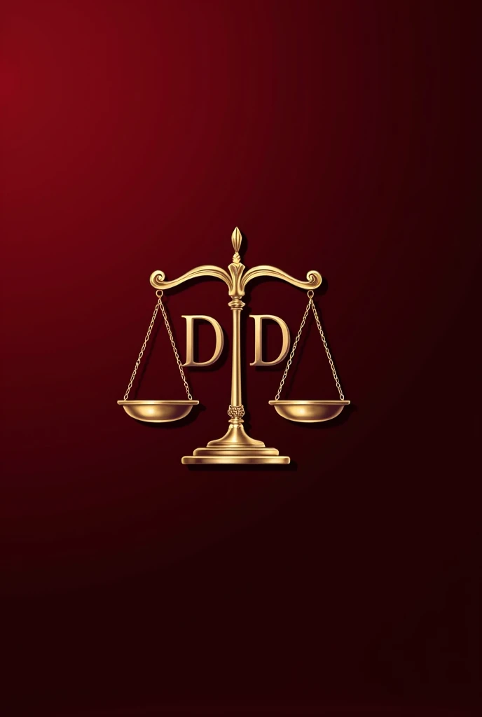 Create a legal Logo for profile picture with the initials "DD". With an elegant red background, and a scale symbolizing justice.