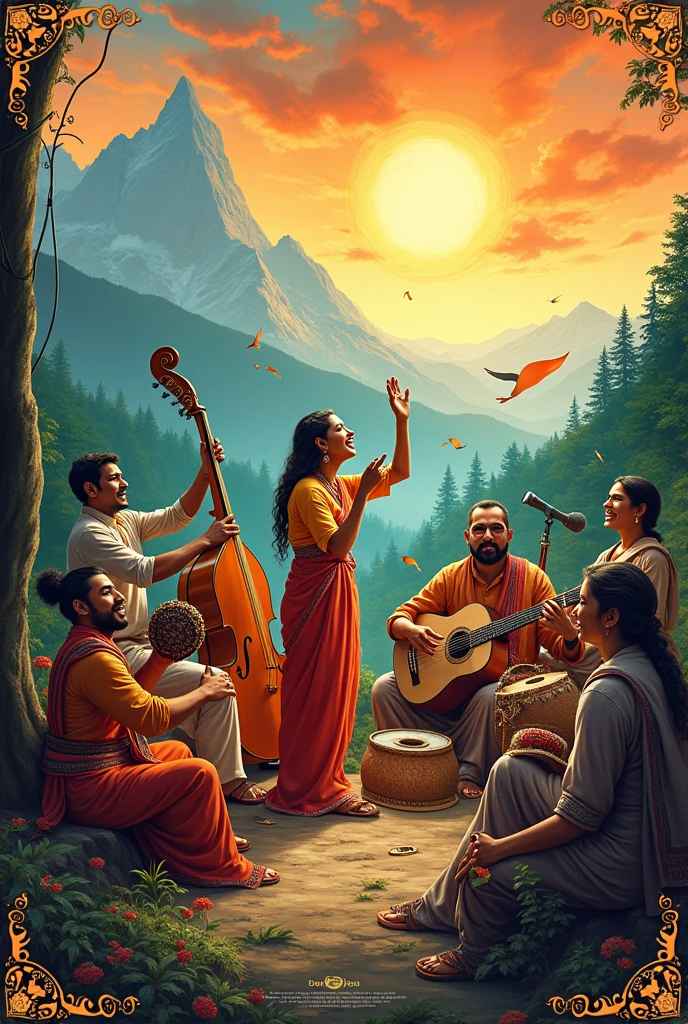 Indian independence day poster with music