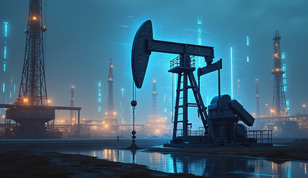 holographic, oil, pump, industry, gas, energy, rig, petroleum, fuel, industrial, equipment, pumpjack, drilling, machine, pipeline, oilfield, gasoline, well, oil pump