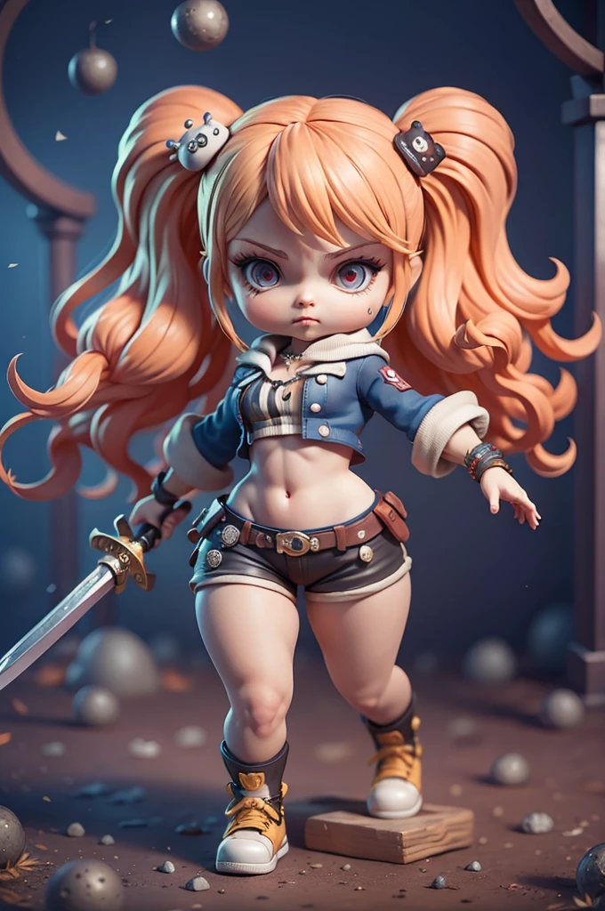 character, mic, long-sleeved blouse with black and white stripes, , different colors, Small shorts or legging pants, small waist, corpo mic, blouse with stripes, CG, striped shirt, striped sock, based on ((kingdom hearts)), (kingdom hearts), without a hat, colourful hair, takes bowser, ((striped shirt)), subsurface alta, hight subsurface, occlusion environment, big sword in hand, greatsword, carrying sword, segurando greatsword, skin natural, ((large video game decorations)), Sword and shield, ((castlevania)), dark animals in the background, dark dolls in the scene, monsters in the scene, Panning, (very big tits), dark theme, mask covering the mouth, monsters in the background, character in the center of the scene, diffuse color blue, dark blue color, detailed, sensual ao extremo, full body, creatures in around, ((demons and dragons)),((demons and dragons)),((só de calcinha)),((lingeriee))