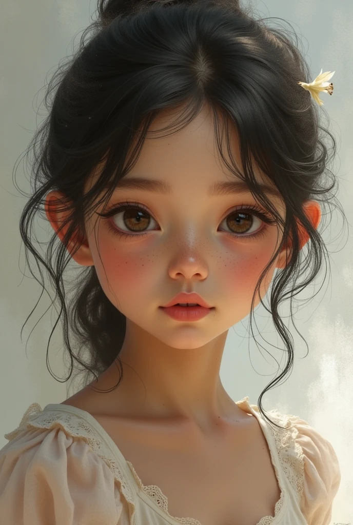 Thin brown-skinned girl with freckles